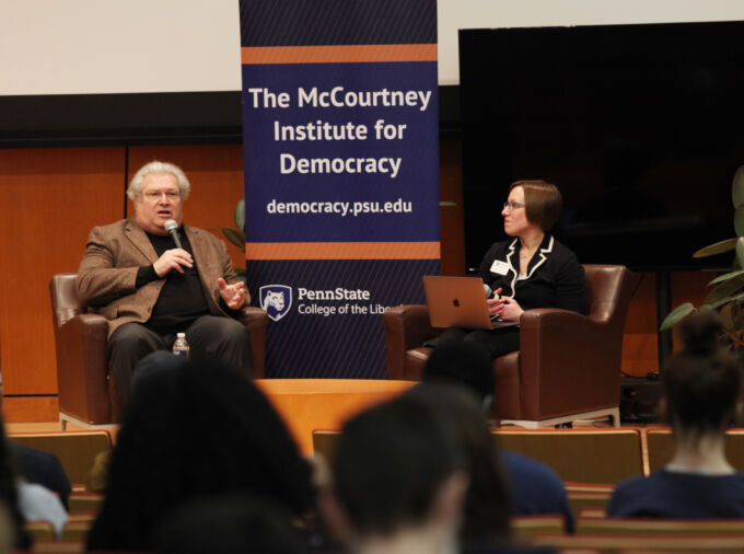 Robert Kagan speaks in the Lewis Katz Building