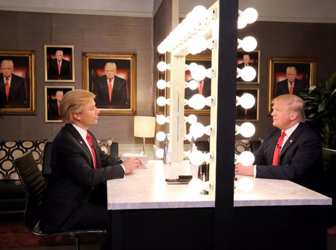 Comedian Jimmy Fallon, host of 'The Tonight Show,' with Donald Trump during a 2015 interview.